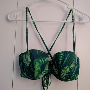 Shade & Shore Green Leaf Print Bikini Top